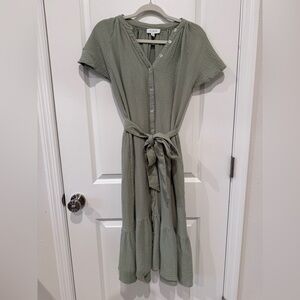 Green Button-Down Maxi Dress
